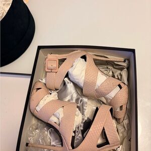 Giuseppe Zanotti Blush Pink Croc-Embossed Strappy Stiletto Sandals Size 38